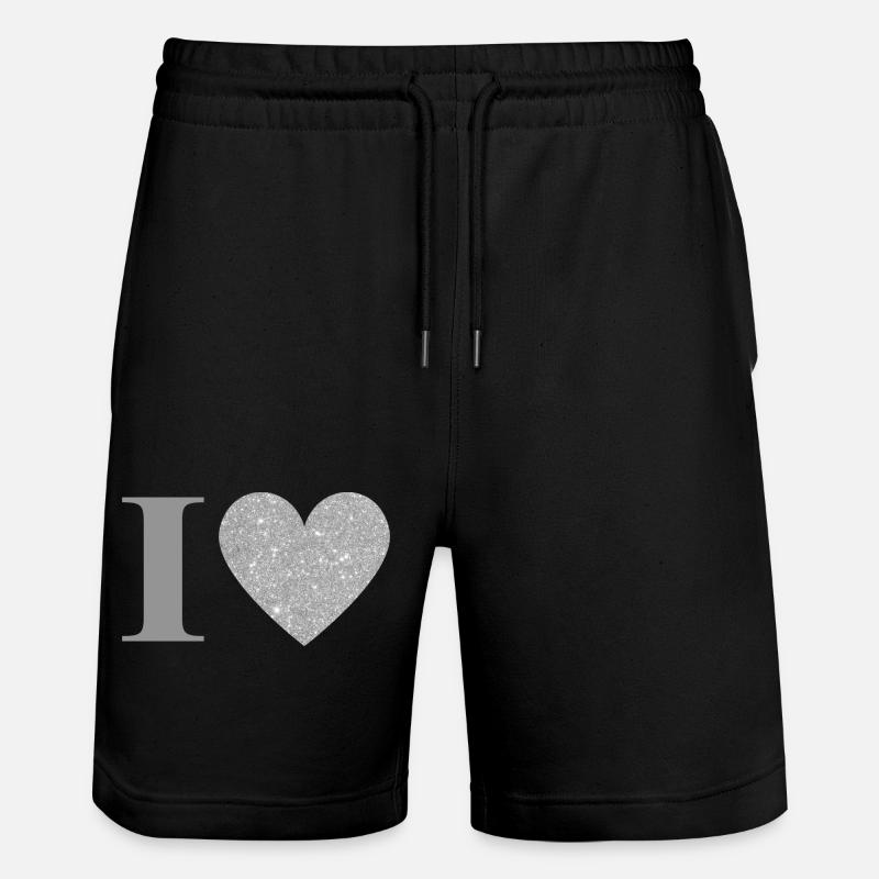 Letter i silver heart - Stanley/Stella Trainer Unisex Organic Jogging Shorts - black