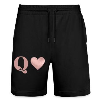 Lettre q cœur rose gold - Short de jogging bio TRAINER Stanley/Stella unisexe - noir - Devant - Nik (191cm) & Marisol (170cm)