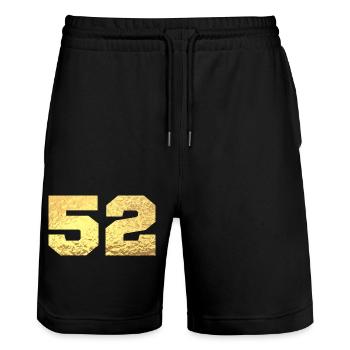 Number 52 Gold Glitter - 52nd Anniversary - Stanley/Stella Trainer Unisex Organic Jogging Shorts - black - Front - Nik (191cm) & Marisol (170cm)