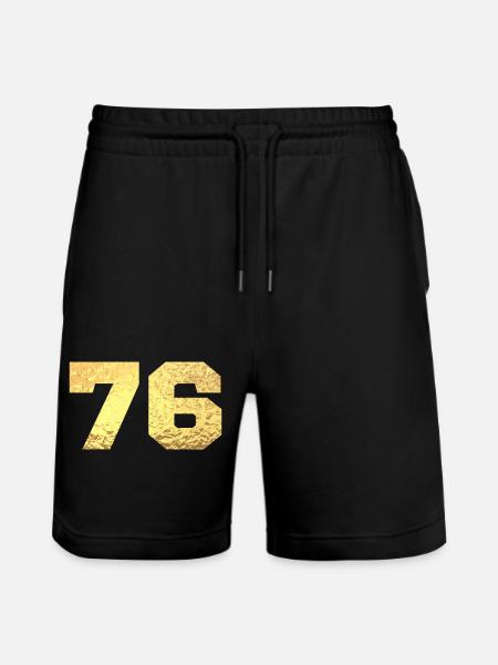 76 Gold Glitter - 76th Anniversary - Stanley/Stella Trainer Unisex Organic Jogging Shorts - black