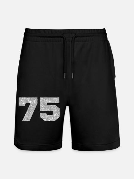 75 Silver Glitter - 75th Anniversary - Stanley/Stella Trainer Unisex Organic Jogging Shorts - black