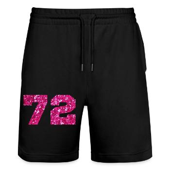 72 Pink Glitter - 72. Geburtstag - Stanley/Stella Unisex Bio Joggingshorts Trainer  - Schwarz - Vorne - Nik (191cm) & Marisol (170cm)