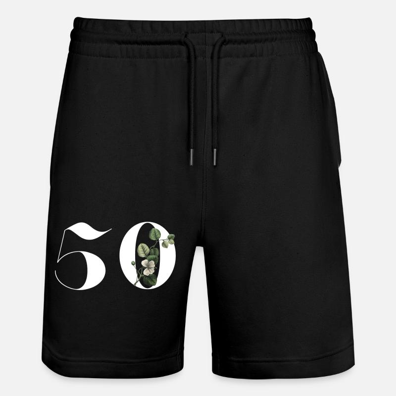 Numéro 50 floral vert - 50e anniversaire floral - Short de jogging bio TRAINER Stanley/Stella unisexe - noir