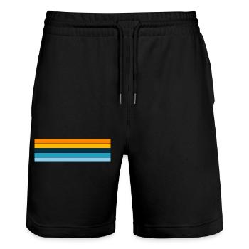 Retro stripe design in vintage colors - Stanley/Stella Trainer Unisex Organic Jogging Shorts - black - Front - Nik (191cm) & Marisol (170cm)