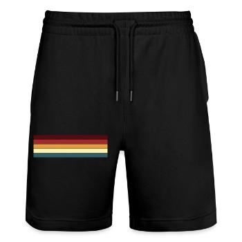 Design de rayures rétro aux couleurs vintage - Short de jogging bio TRAINER Stanley/Stella unisexe - noir - Devant - Nik (191cm) & Marisol (170cm)