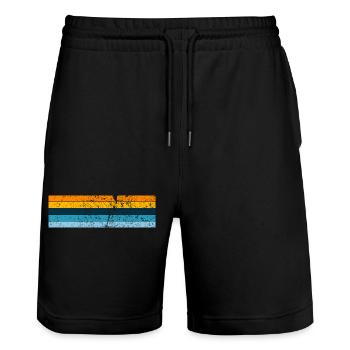 Grunge Stripe Design in Vintage Colors - Stanley/Stella Trainer Unisex Organic Jogging Shorts - black - Front - Nik (191cm) & Marisol (170cm)