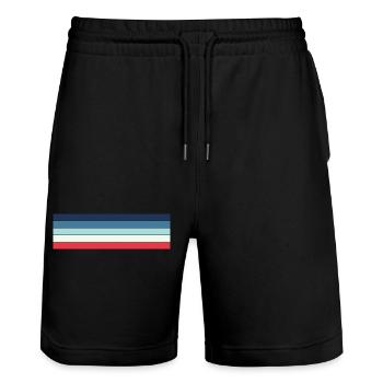 Retro Streifen Design in Vintage Farben - Stanley/Stella Unisex Bio Joggingshorts Trainer  - Schwarz - Vorne - Nik (191cm) & Marisol (170cm)