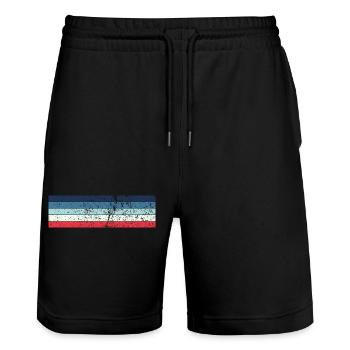 Grunge Stripe Design in Vintage Colors - Stanley/Stella Trainer Unisex Organic Jogging Shorts - black - Front - Nik (191cm) & Marisol (170cm)