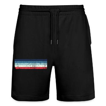 Grunge Stripe Design in Vintage Colors - Stanley/Stella Trainer Unisex Organic Jogging Shorts - black - Front - Nik (191cm) & Marisol (170cm)