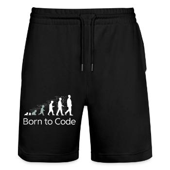 BORN TO CODE - Stanley/Stella Trainer Unisex Organic Jogging Shorts - black - Front - Nik (191cm) & Marisol (170cm)