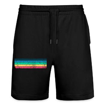 Grunge Stripe Design in Vintage Colors - Stanley/Stella Trainer Unisex Organic Jogging Shorts - black - Front - Nik (191cm) & Marisol (170cm)