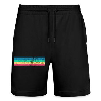 Grunge Stripe Design in Vintage Colors - Stanley/Stella Trainer Unisex Organic Jogging Shorts - black - Front - Nik (191cm) & Marisol (170cm)
