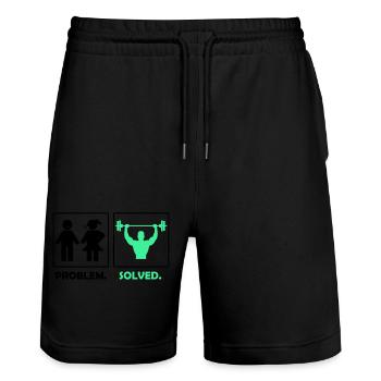 Problem solved fitness - Stanley/Stella Trainer Unisex Organic Jogging Shorts - black - Front - Nik (191cm) & Marisol (170cm)