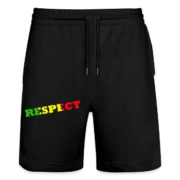 Jamaican jargon, Respect, Jamaican Colors, Rasta - Stanley/Stella Trainer Unisex Organic Jogging Shorts - black - Front - Nik (191cm) & Marisol (170cm)