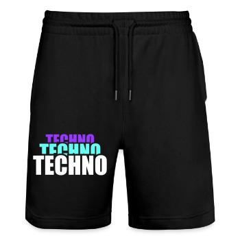Techno Liebe Zitat Spruch Musik Party Feiern Logo - Stanley/Stella Unisex Bio Joggingshorts Trainer  - Schwarz - Vorne - Nik (191cm) & Marisol (170cm)
