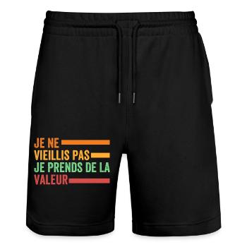 I'm not getting old, I'm increasing in value - Stanley/Stella Trainer Unisex Organic Jogging Shorts - black - Front - Nik (191cm) & Marisol (170cm)