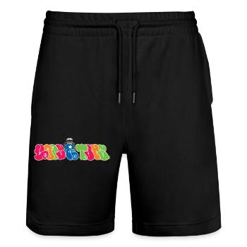 ACAB graffiti Les flics sont des jouets - Short de jogging bio TRAINER Stanley/Stella unisexe - noir - Devant - Nik (191cm) & Marisol (170cm)