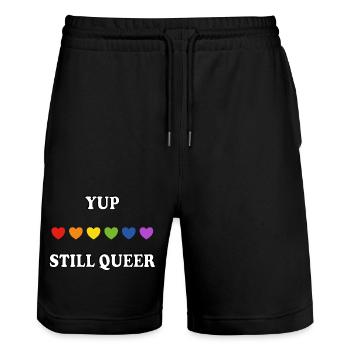 Oui toujours queer Rainbow coeurs drôle gay - Short de jogging bio TRAINER Stanley/Stella unisexe - noir - Devant - Nik (191cm) & Marisol (170cm)