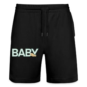 Baby - Stanley/Stella Trainer Unisex Organic Jogging Shorts - black - Front - Nik (191cm) & Marisol (170cm)