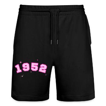 1952 rose étoile - Short de jogging bio TRAINER Stanley/Stella unisexe - noir - Devant - Nik (191cm) & Marisol (170cm)