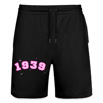 1939 rose étoile - Short de jogging bio TRAINER Stanley/Stella unisexe - noir - Devant - Nik (191cm) & Marisol (170cm)