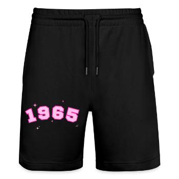 1965 rose étoile - Short de jogging bio TRAINER Stanley/Stella unisexe - noir - Devant - Nik (191cm) & Marisol (170cm)