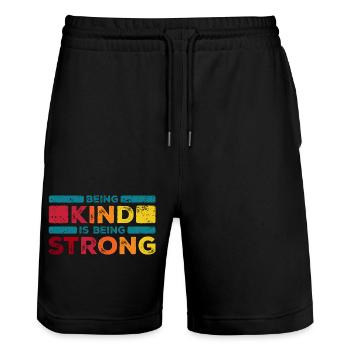 Being kind is being strong - Stanley/Stella Trainer Unisex Organic Jogging Shorts - black - Front - Nik (191cm) & Marisol (170cm)