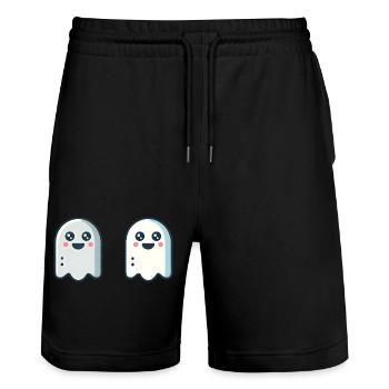 Zwei Geister - Stanley/Stella Unisex Bio Joggingshorts Trainer  - Schwarz - Vorne - Nik (191cm) & Marisol (170cm)