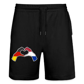 Holland Dutch Germany Netherlands - Stanley/Stella Trainer Unisex Organic Jogging Shorts - black - Front - Nik (191cm) & Marisol (170cm)