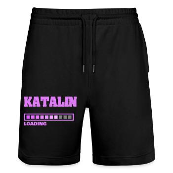 Bébé Katalin - Short de jogging bio TRAINER Stanley/Stella unisexe - noir - Devant - Nik (191cm) & Marisol (170cm)