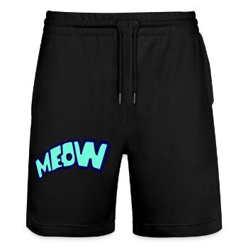 Meow Cat Comic Text Meow Funny Cartoon Quote - Stanley/Stella Trainer Unisex Organic Jogging Shorts - black - Front - Nik (191cm) & Marisol (170cm)