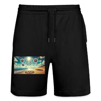 Magie - Short de jogging bio TRAINER Stanley/Stella unisexe - noir - Devant - Nik (191cm) & Marisol (170cm)