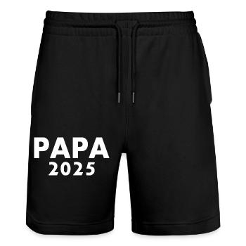 Papa 2025 - Stanley/Stella Unisex Bio Joggingshorts Trainer  - Schwarz - Vorne - Nik (191cm) & Marisol (170cm)