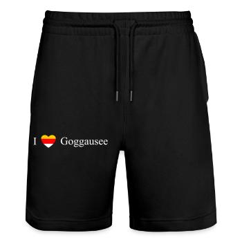 Carinthie Cœur Goggausee blanc - Short de jogging bio TRAINER Stanley/Stella unisexe - noir - Devant - Nik (191cm) & Marisol (170cm)