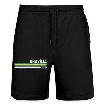 Vintage Brasília Brasil - Show Your Roots, - Stanley/Stella Trainer Unisex Organic Jogging Shorts - black - Front - Nik (191cm) & Marisol (170cm)