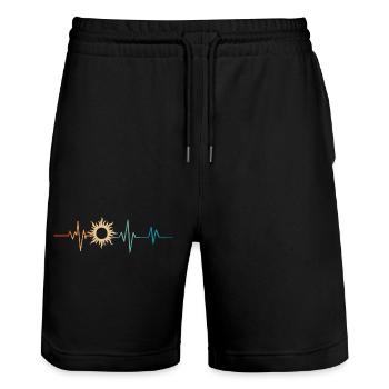 Retro Heartbeat Sun - Stanley/Stella Unisex Bio Joggingshorts Trainer  - Schwarz - Vorne - Nik (191cm) & Marisol (170cm)