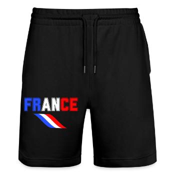 drapeau france cadeau, cadeau france drapeau - Short de jogging bio TRAINER Stanley/Stella unisexe - noir - Devant - Nik (191cm) & Marisol (170cm)