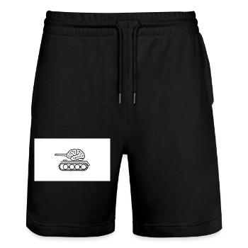 Denkpanzer - Stanley/Stella Unisex Bio Joggingshorts Trainer  - Schwarz - Vorne - Nik (191cm) & Marisol (170cm)