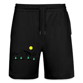 Berge - Stanley/Stella Unisex Bio Joggingshorts Trainer  - Schwarz - Vorne - Nik (191cm) & Marisol (170cm)