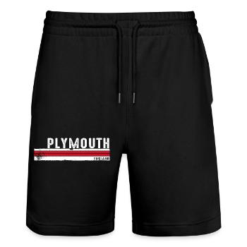 Plymouth, Angleterre, Vintage Design - Short de jogging bio TRAINER Stanley/Stella unisexe - noir - Devant - Nik (191cm) & Marisol (170cm)