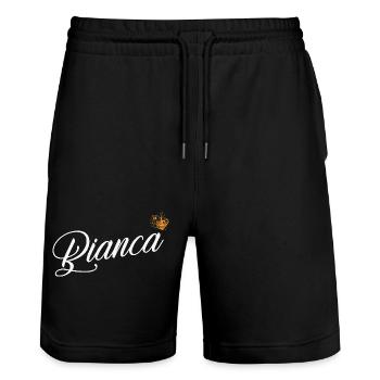 Bianca Nom personnalisé pour les femmes Enfants Bambins - - Short de jogging bio TRAINER Stanley/Stella unisexe - noir - Devant - Nik (191cm) & Marisol (170cm)