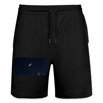 The Moon and the Plane - Stanley/Stella Trainer Unisex Organic Jogging Shorts - black - Front - Nik (191cm) & Marisol (170cm)
