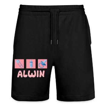 Pacifier Alwin - Stanley/Stella Trainer Unisex Organic Jogging Shorts - black - Front - Nik (191cm) & Marisol (170cm)