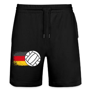 Handball players Germany flag handball - Stanley/Stella Trainer Unisex Organic Jogging Shorts - black - Front - Nik (191cm) & Marisol (170cm)