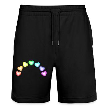 Colorful Hearts Soap Bubbles Rainbow Gradient - Stanley/Stella Trainer Unisex Organic Jogging Shorts - black - Front - Nik (191cm) & Marisol (170cm)