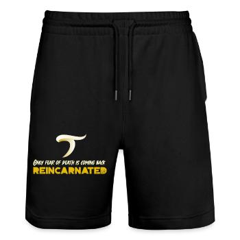 ONLY FEAR OF DEATH - Stanley/Stella Trainer Unisex Organic Jogging Shorts - black - Front - Nik (191cm) & Marisol (170cm)
