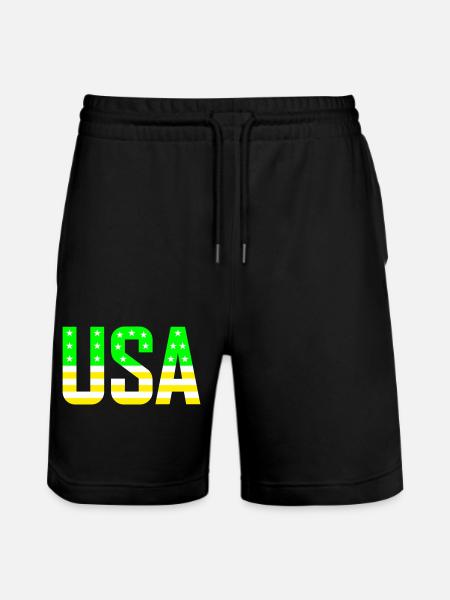 États-Unis vert jaune - Short de jogging bio TRAINER Stanley/Stella unisexe - noir