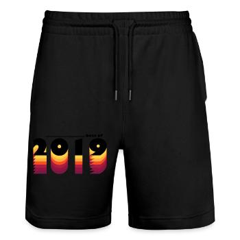 Vintage Retro Best of 2019, 6 Jahre feiern - Stanley/Stella Unisex Bio Joggingshorts Trainer  - Schwarz - Vorne - Nik (191cm) & Marisol (170cm)