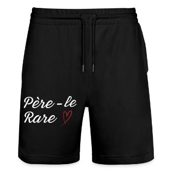 Seltene Perle Papa - Papa Geschenkidee - Stanley/Stella Unisex Bio Joggingshorts Trainer  - Schwarz - Vorne - Nik (191cm) & Marisol (170cm)