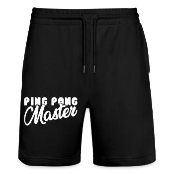 Ping Pong Master Saying Gift Sports Table Tennis - Stanley/Stella Trainer Unisex Organic Jogging Shorts - black - Front - Nik (191cm) & Marisol (170cm)